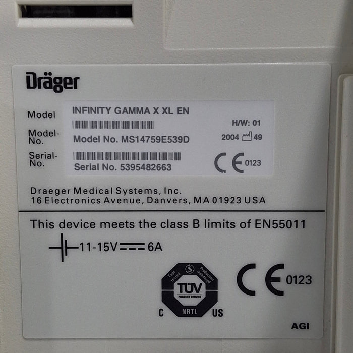 Draeger Medical Infinity Gamma X XL Patient Monitor