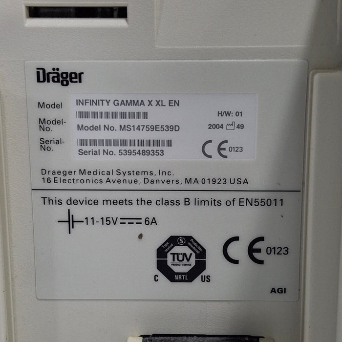 Draeger Medical Infinity Gamma X XL Patient Monitor
