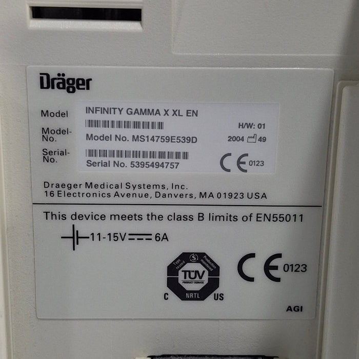 Draeger Medical Infinity Gamma X XL Patient Monitor