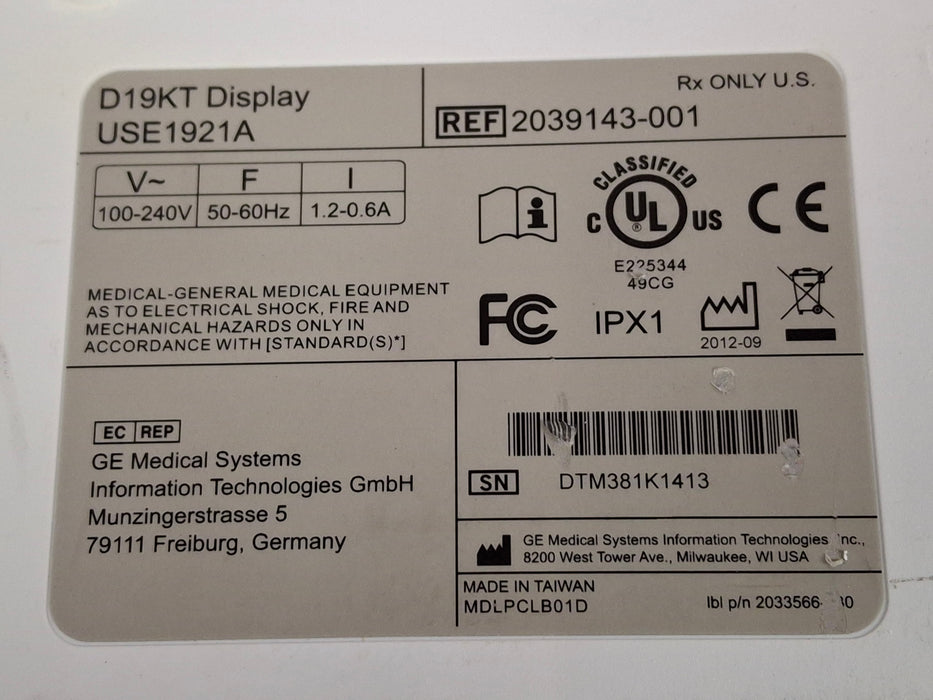 GE Healthcare D19KT Display