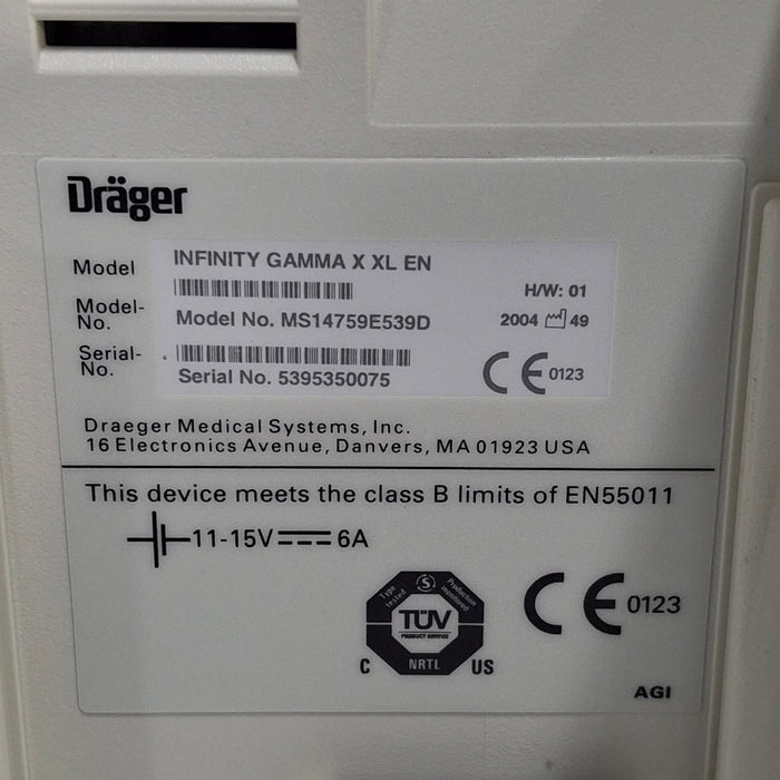 Draeger Medical Infinity Gamma X XL Patient Monitor