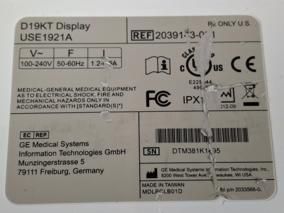 GE Healthcare D19KT Display