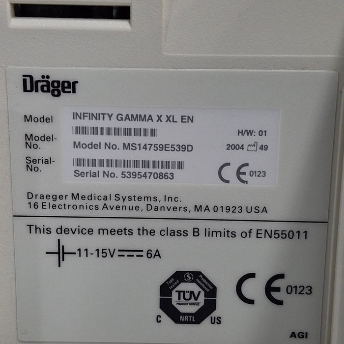 Draeger Medical Infinity Gamma X XL Patient Monitor