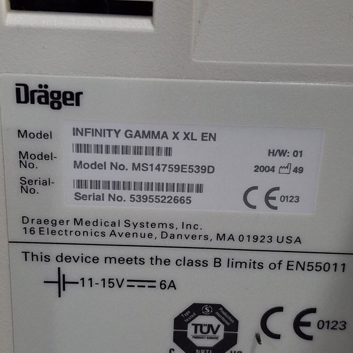 Draeger Medical Infinity Gamma X XL Patient Monitor