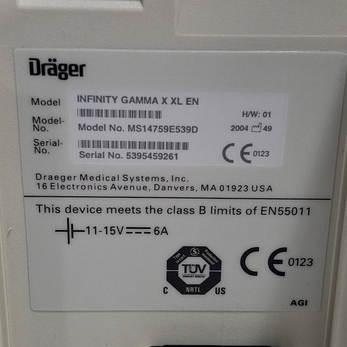 Draeger Medical Infinity Gamma X XL Patient Monitor