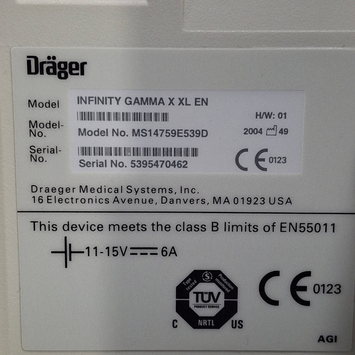 Draeger Medical Infinity Gamma X XL Patient Monitor