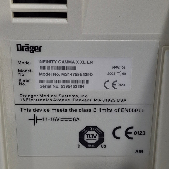 Draeger Medical Infinity Gamma X XL Patient Monitor