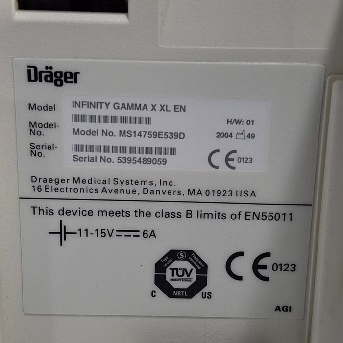 Draeger Medical Infinity Gamma X XL Patient Monitor