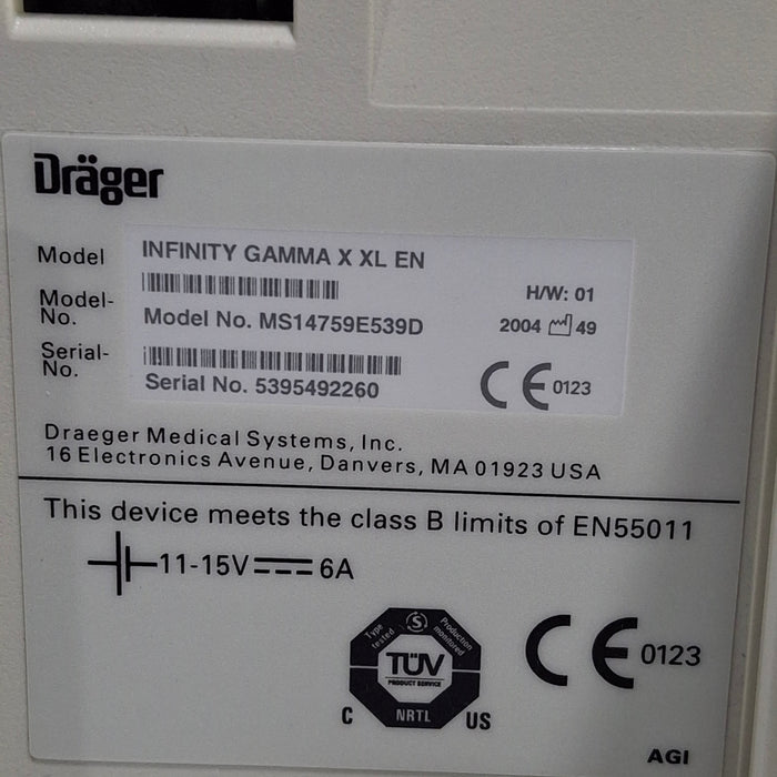 Draeger Medical Infinity Gamma X XL Patient Monitor