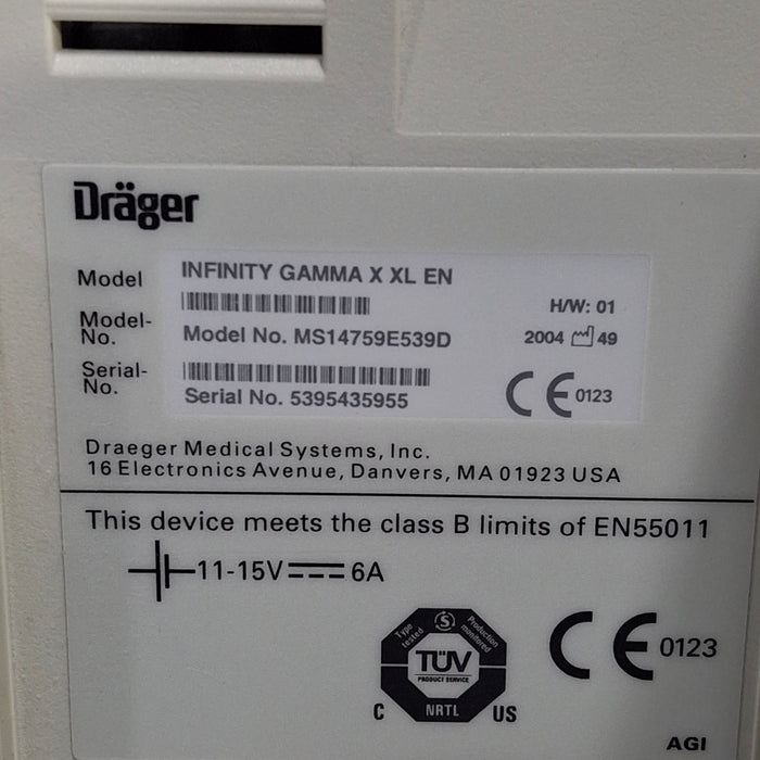 Draeger Medical Infinity Gamma X XL Patient Monitor
