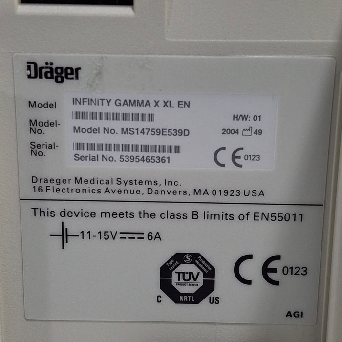Draeger Medical Infinity Gamma X XL Patient Monitor