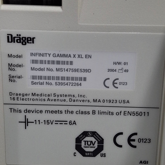 Draeger Medical Infinity Gamma X XL Patient Monitor