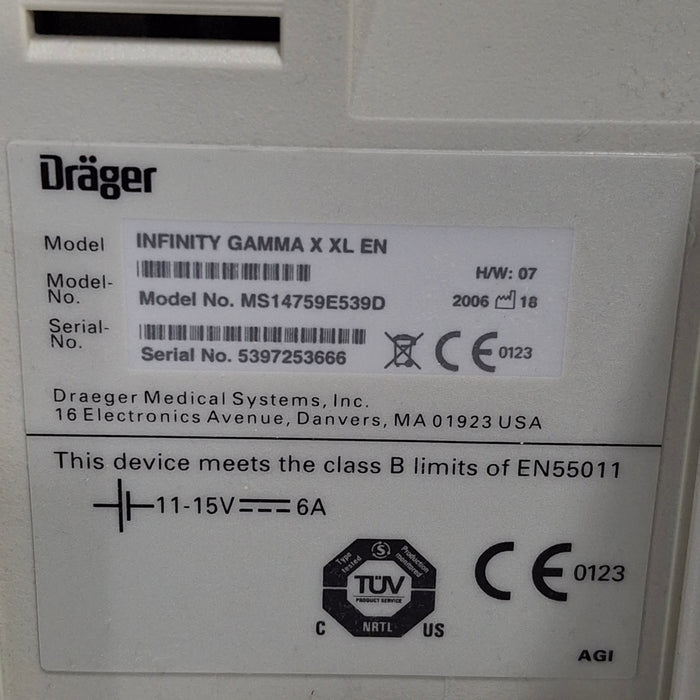 Draeger Medical Infinity Gamma X XL Patient Monitor
