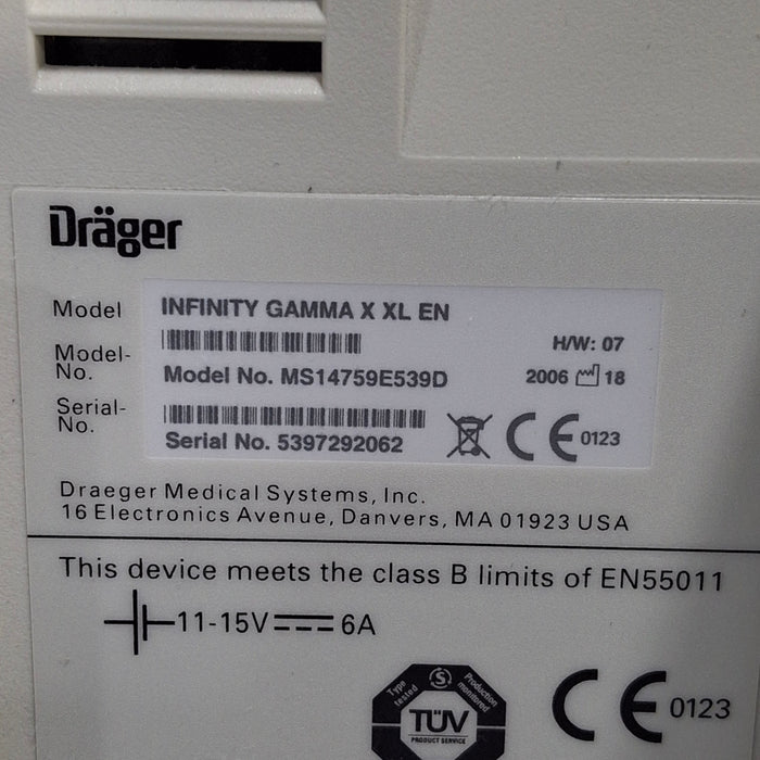 Draeger Medical Infinity Gamma X XL Patient Monitor