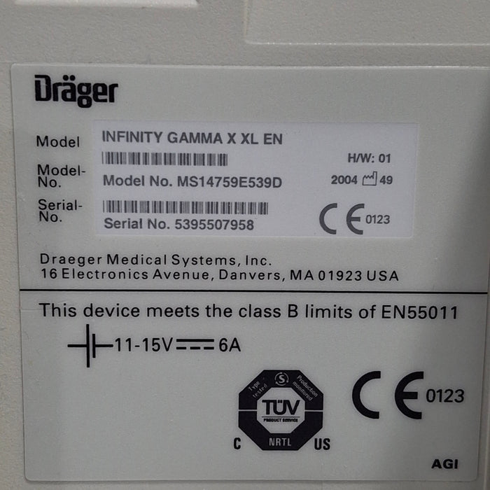 Draeger Medical Infinity Gamma X XL Patient Monitor
