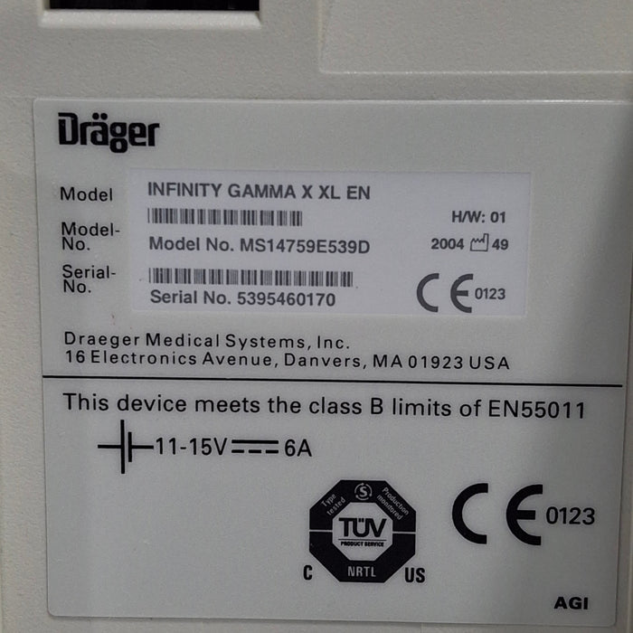 Draeger Medical Infinity Gamma X XL Patient Monitor