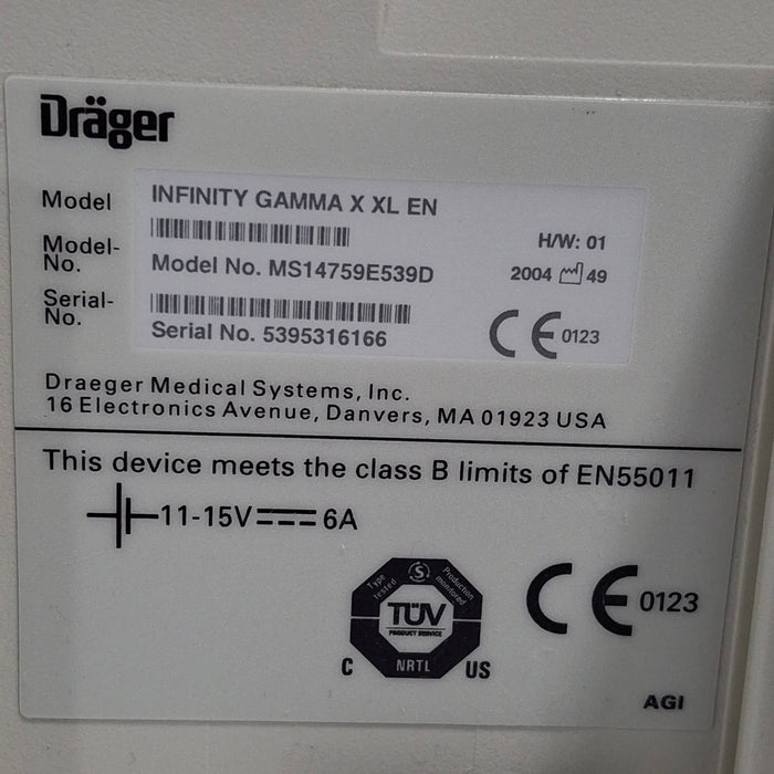 Draeger Medical Infinity Gamma X XL Patient Monitor