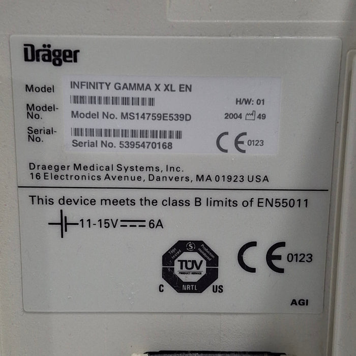 Draeger Medical Infinity Gamma X XL Patient Monitor
