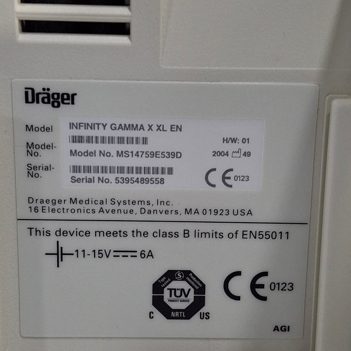 Draeger Medical Infinity Gamma X XL Patient Monitor