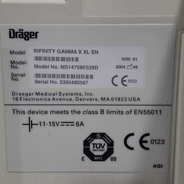 Draeger Medical Infinity Gamma X XL Patient Monitor