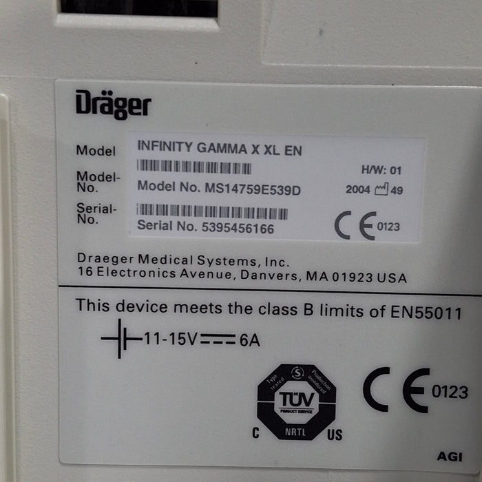 Draeger Medical Infinity Gamma X XL Patient Monitor