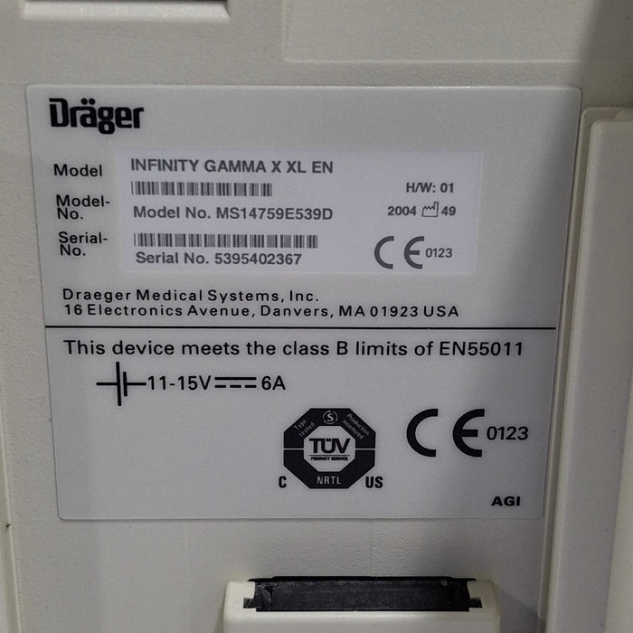 Draeger Medical Infinity Gamma X XL Patient Monitor
