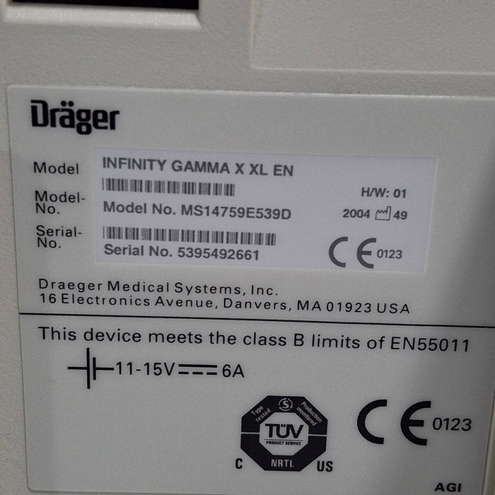 Draeger Medical Infinity Gamma X XL Patient Monitor