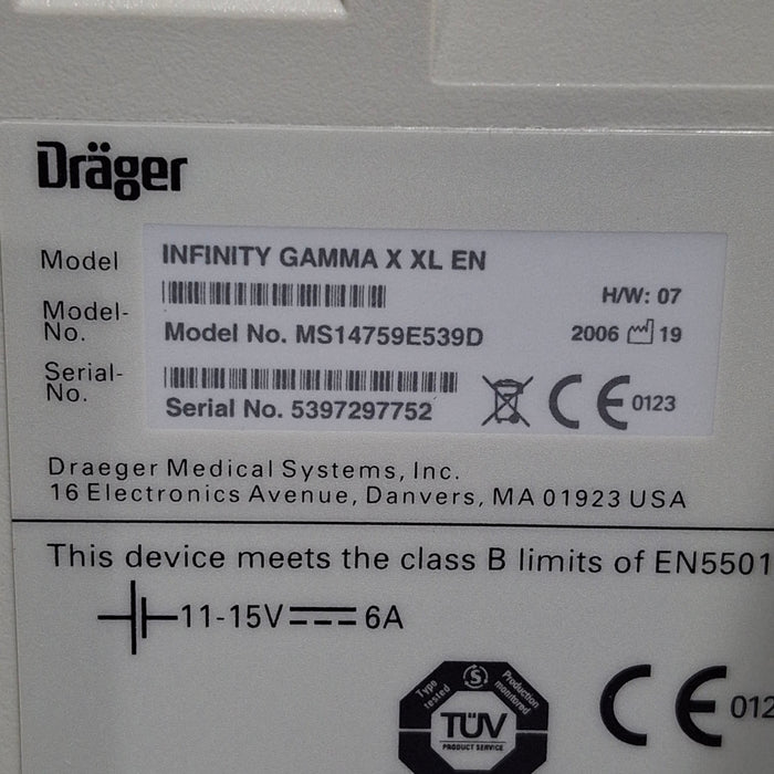 Draeger Medical Infinity Gamma X XL Patient Monitor