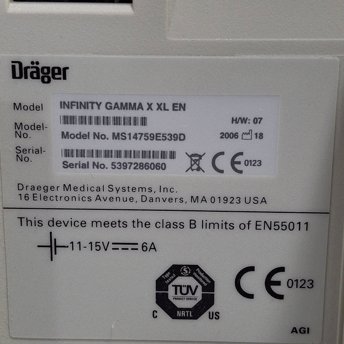 Draeger Medical Infinity Gamma X XL Patient Monitor