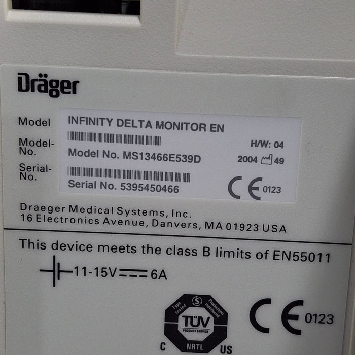 Draeger Medical Infinity Delta Patient Monitor