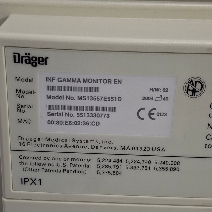 Draeger Medical Infinity Gamma Patient Monitor