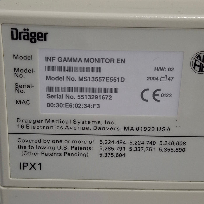Draeger Medical Infinity Gamma Patient Monitor