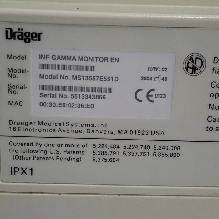 Draeger Medical Infinity Gamma Patient Monitor