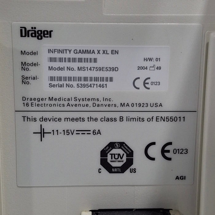 Draeger Medical Infinity Gamma X XL Patient Monitor