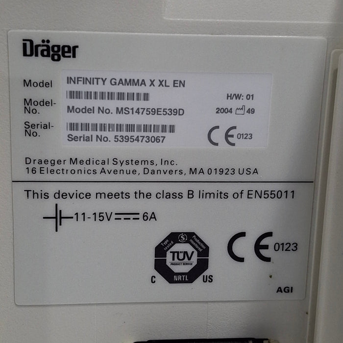 Draeger Medical Infinity Gamma X XL Patient Monitor