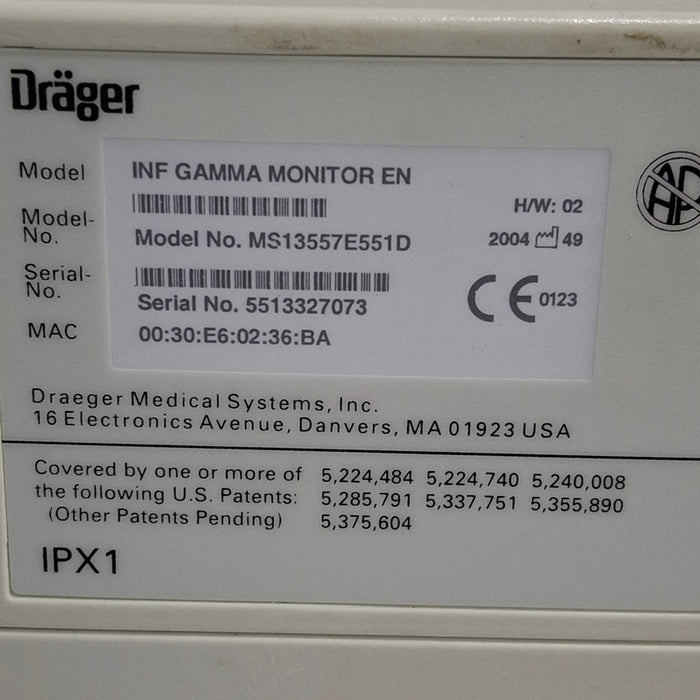 Draeger Medical Infinity Gamma Patient Monitor