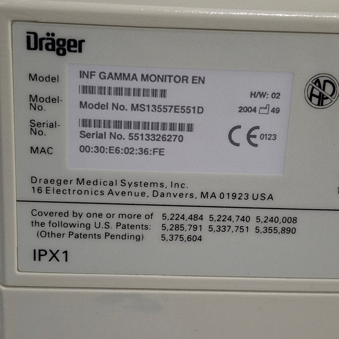 Draeger Medical Infinity Gamma Patient Monitor