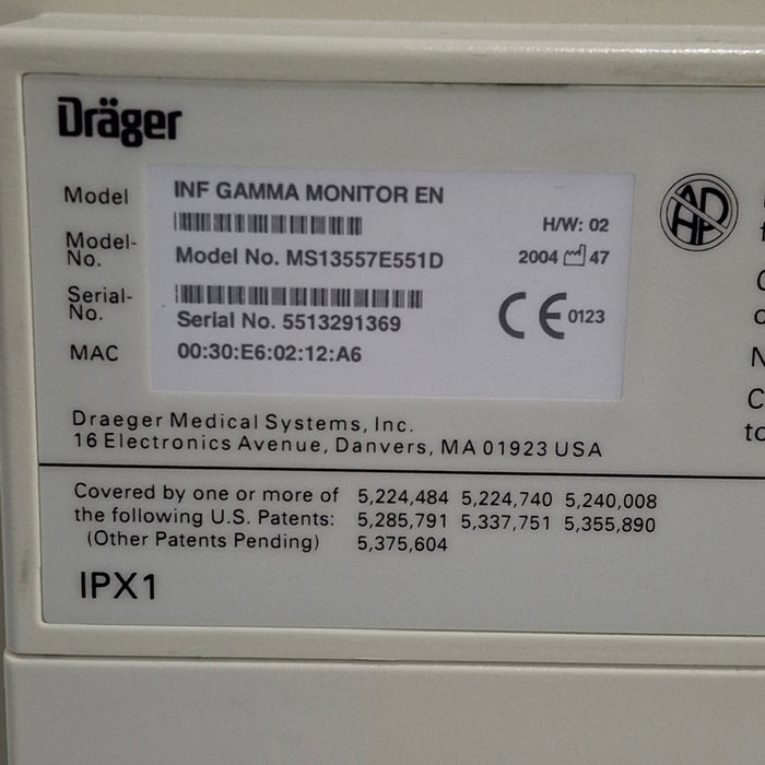 Draeger Medical Infinity Gamma Patient Monitor