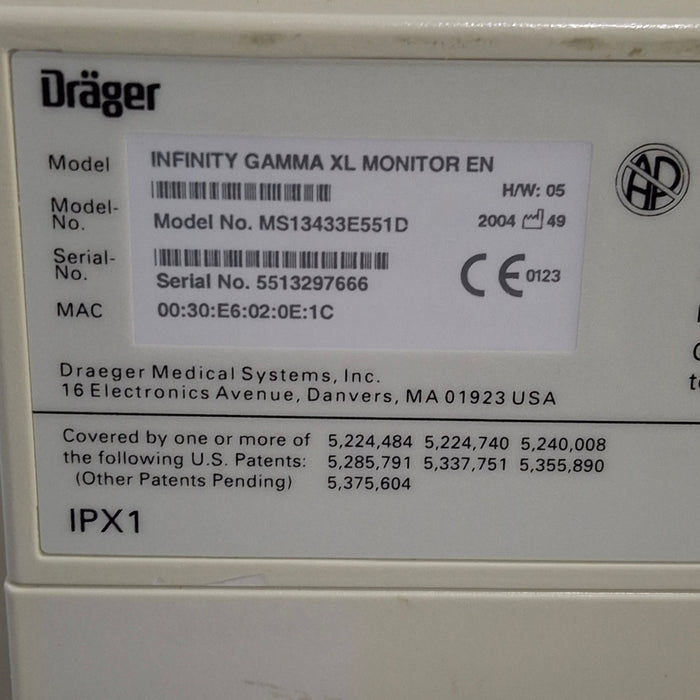 Draeger Medical Infinity Gamma XL Patient Monitor