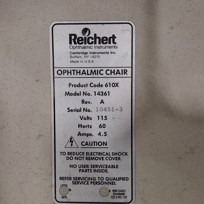Reichert Ophthalmology Exam Chair
