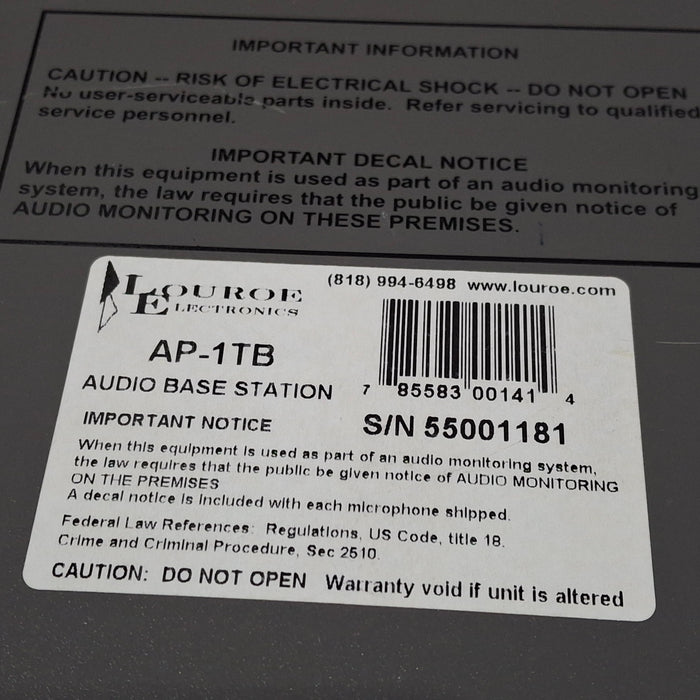 Louroe Electronics AP-1TB Audio Monitoring System