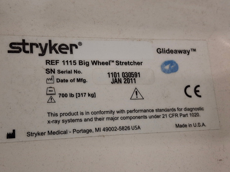 Stryker 1115 Big Wheel Glideaway Stretcher