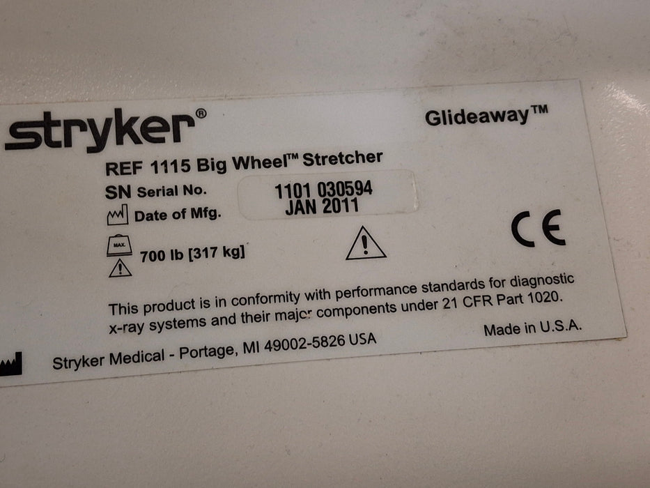 Stryker 1115 Big Wheel Glideaway Stretcher