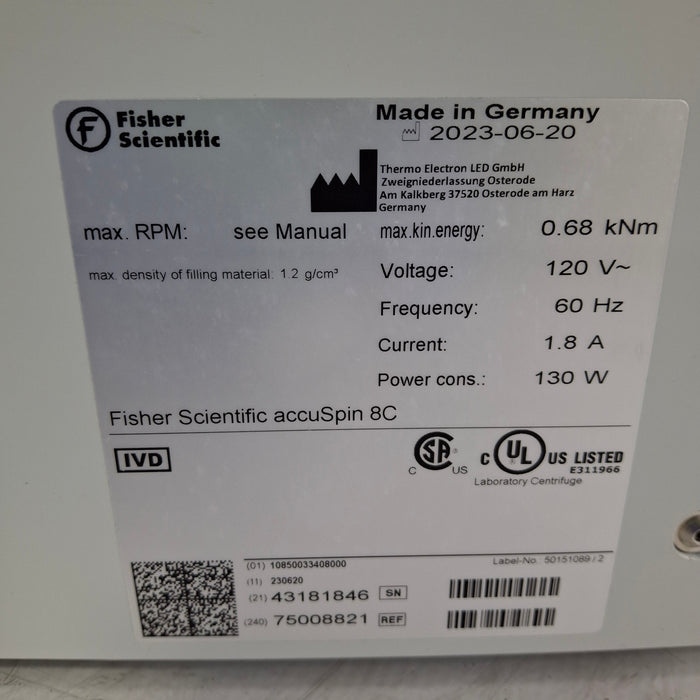 Fisher Scientific accuSpin 8C Clinical Centrifuge