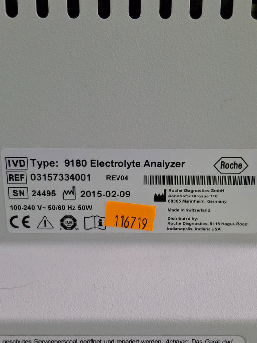 Roche Diagnostics 9180 Electrolyte Analyzer