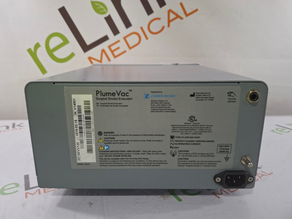 Zimmer PlumeVac AEVV120 Surgical Smoke Evacuator