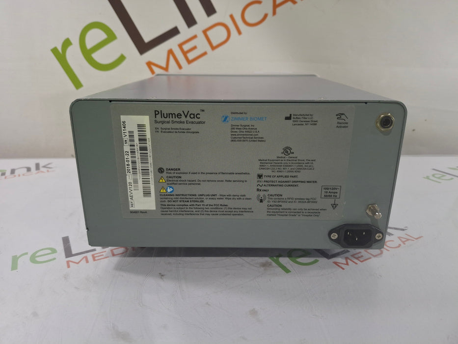 Zimmer PlumeVac AEVV120 Surgical Smoke Evacuator