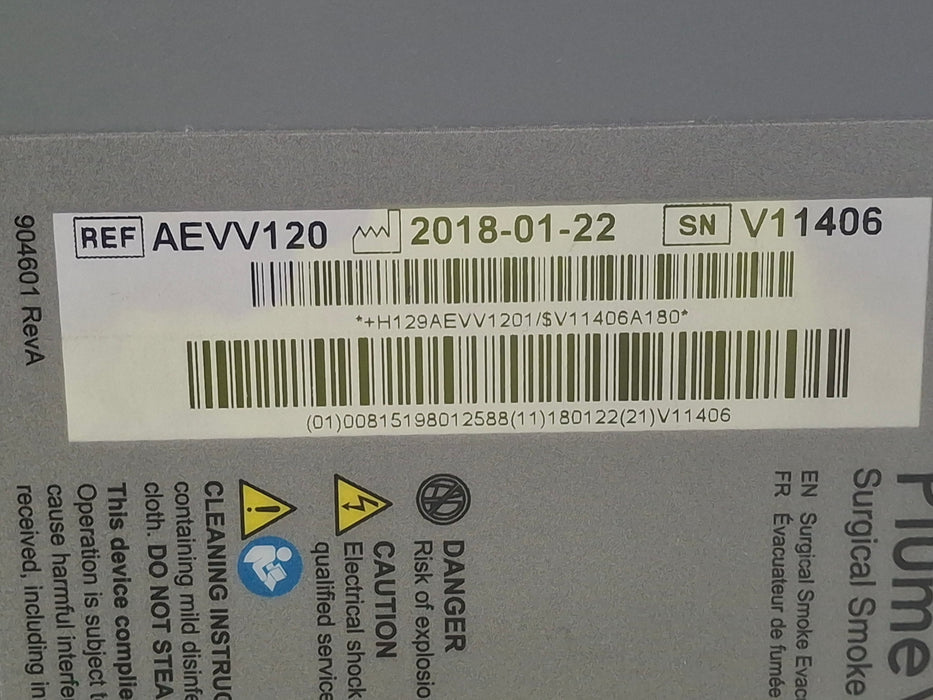 Zimmer PlumeVac AEVV120 Surgical Smoke Evacuator
