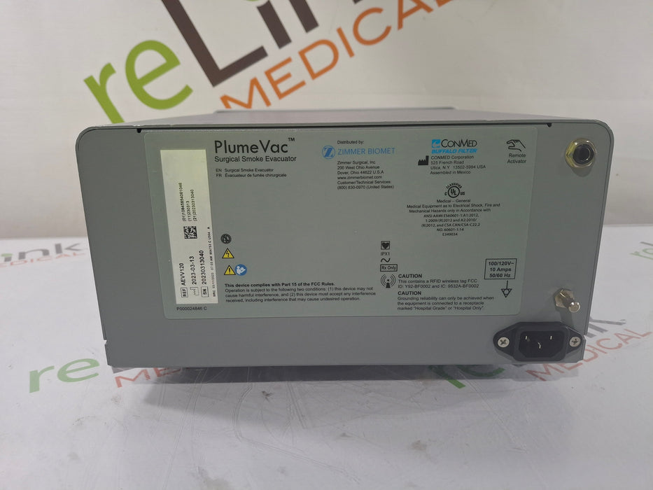 Zimmer PlumeVac AEVV120 Surgical Smoke Evacuator