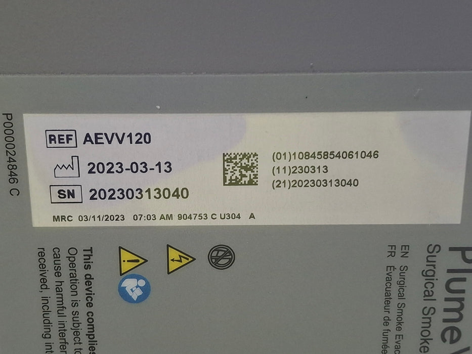 Zimmer PlumeVac AEVV120 Surgical Smoke Evacuator